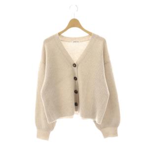 Cropped Vネック カーディガン ニット 長袖 ウール カシミヤ混 ライトベージュ /NR OS
