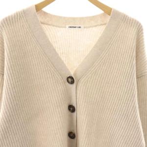 EVERYDAY I LIKE Cropped Vネック カーディガン ニット 長袖 ウール カシミヤ混 ライトベージュ /NR OS