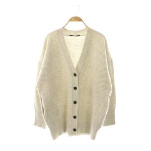 リブオーバーサイズカーディガン ニット 長袖 ウール カシミヤ混 ライトグレー /NR OS