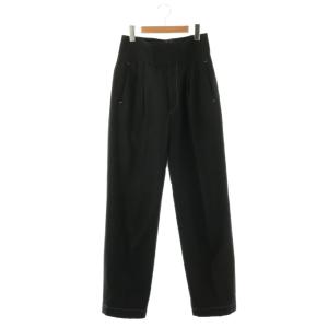 シルク混 バックサテン タックパンツ 38 ブラック /ES OS