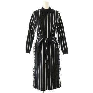 23AW モックネックニットワンピース  PGロゴストライプ 0 ブラック ホワイト /ES OS
