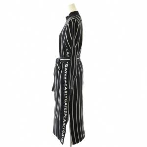 PEARLY GATES 23AW モックネックニットワンピース  PGロゴストライプ 0 ブラック ホワイト /ES OS