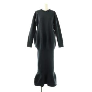 24SS ペプラムドレス ワンピース 36 ネイビー