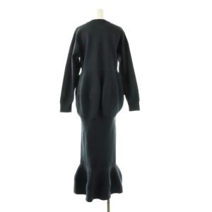 ENFOLD 24SS ペプラムドレス ワンピース 36 ネイビー