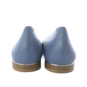 Odette e Odile ソフトVカット フラット パンプス スクエアトゥ レザー 24.5cm ブルー /YO23
