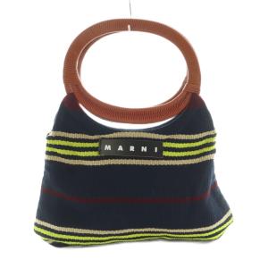 BOAT BAG ボートバッグ トートバッグ ニット ラウンドハンドル ボーダー柄 紺 マルチカラー /MI