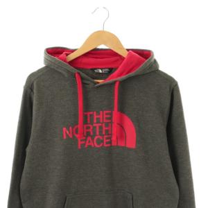 THE NORTH FACE ロゴフードプルオーバー パーカー フーディー S グレー レッド /DF OS SH