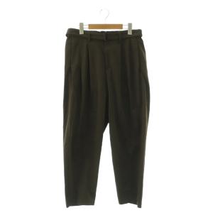 Ta/Pe ライトストレッチギャバベルト付きワイドテーパードパンツ ジッパーフライ 3 カーキブラウン