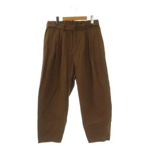 コットン強撚ギャバ 2タックワイドパンツ ジッパーフライ 3 茶 /NR OS SH