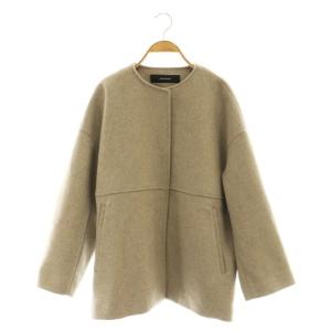 スーパー140ビーバーノーカラーショートコート アウター 36 グレージュ /DF OS