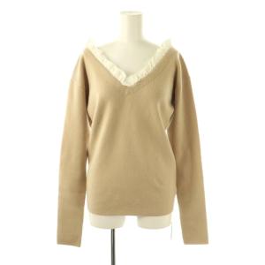 24AW 2WAY FRILL V NECK KNIT TOPS ニット セーター フリル 2 ベージュ