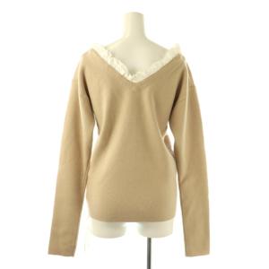 CLANE 24AW 2WAY FRILL V NECK KNIT TOPS ニット セーター フリル 2 ベージュ