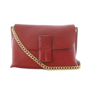 アベニュー チェーンショルダーバッグ レッド ロゴエンボス