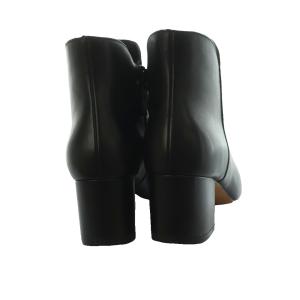 COLE HAAN ショートブーツ ポインテッドトゥ チャンキーヒール レザー 7B 24.0cm 黒 W14979 /MI