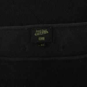 Jean Paul GAULTIER FEMME レース 半袖 カットソー ニット スクエアネック 切替 ストレッチ 40 ブラック /MY OS