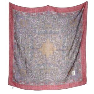 ウール シルク ショール スカーフ 総柄 赤 レッド /SR OH