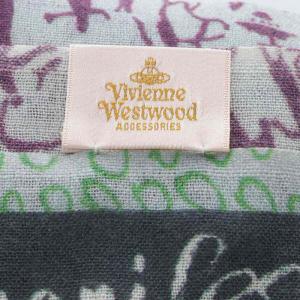 Vivienne Westwood ストール オーブ 総柄 フリンジ ブルー