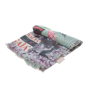 Vivienne Westwood ストール オーブ 総柄 フリンジ ブルー