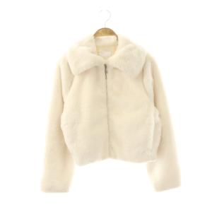 24AW ファーショートジャケット ジップアップ 36 ホワイト /HK OS