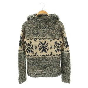 ウールノルディックセーター ニット パーカー フーディー 1 ベージュ ブラック /DF OS