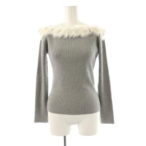 24AW フェザーフリルリブニットプルオーバー カットソー 36 グレー ホワイト /DO OS