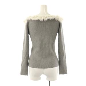 CELFORD 24AW フェザーフリルリブニットプルオーバー カットソー 36 グレー ホワイト /DO OS