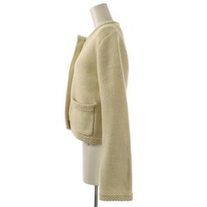 Plage 25AW Plage KNIT COMPACT ジャケット ノーカラー ニット コットン F クリーム色