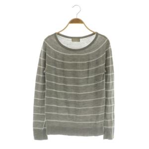 × ジョンスメドレー John Smedley ボーダークルーネックニット 長袖 ウール 2 グレー /MY