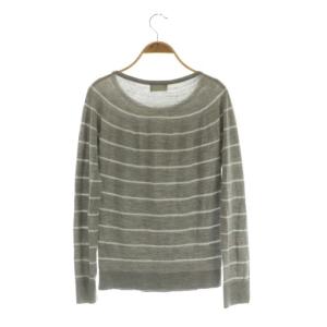 MARGARET HOWELL × ジョンスメドレー John Smedley ボーダークルーネックニット 長袖 ウール 2 グレー /MY