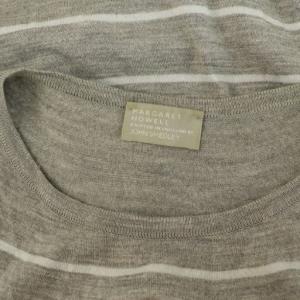 MARGARET HOWELL × ジョンスメドレー John Smedley ボーダークルーネックニット 長袖 ウール 2 グレー /MY