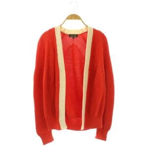 アゼ バイカラー Vネック カーディガン ニット 1 オレンジ オフホワイト /ES OS