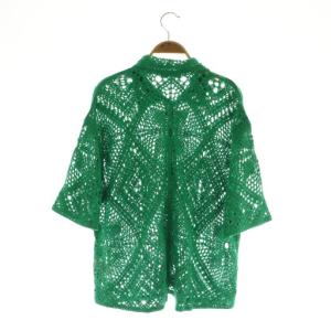 JOURNAL STANDARD 25SS エンブロイダリークロシェシャツ ニット 五分袖 グリーン /MY OS