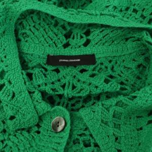 JOURNAL STANDARD 25SS エンブロイダリークロシェシャツ ニット 五分袖 グリーン /MY OS