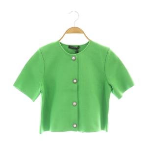 コンパクトヴィスコースニットカーディガン ビジュー装飾 グリーン /CX OS