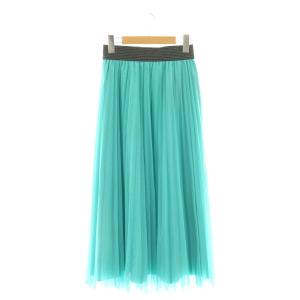メッシュプリーツスカート フレア ラメ 38 ブルーグリーン /CX OS