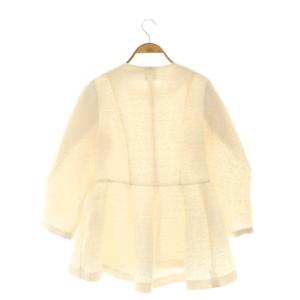 M-Premier クチュール COUTURE グロランジャガードボリュームスリーブペプラムブラウス プルオーバー 34 アイボリー