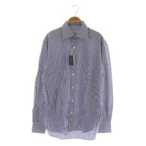 トゥモローランド別注 ストライプ シャツ 長袖 コットン 15 1/2 ブルー /MY OS AD