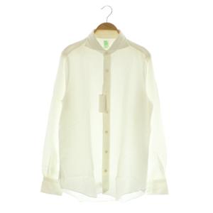ホリゾンタルカラー コットン シャツ 長袖 収納袋付 M オフホワイト /MY OS AD