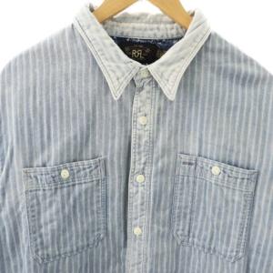 RRL 加工 ストライプ デニム シャツ XL ライトブルー