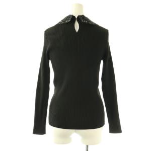 UNITED ARROWS レディ ロングスリーブ ニット カットソー レースカラー F ブラック 1513-183-4817 /CX