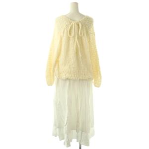 SNIDEL 24SS ペーパーヤーンプルオーバー×ギャザーキャミワンピース レイヤード 2点セット 0 アイボリー