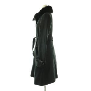 BURBERRY BLUE LABEL フォックスファー付き ウール コート 38 ブラック