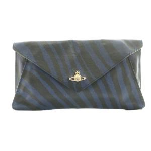 クラッチバッグ ゼブラ柄 ネイビー ブラック