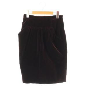 ベロア タイトスカート ひざ丈 40 ブラウン /DF OS