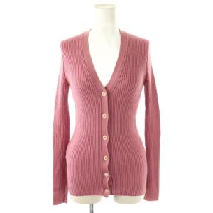 リブ カーディガン ニット Vネック 38 ピンク /DF OS