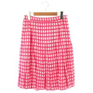 格子 ボックスプリーツスカート チェック柄 マゼンタピンク オフホワイト /ES OS