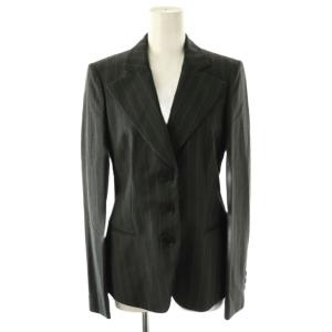 EMPORIO ARMANI スーツセットアップ テーラードジャケット パンツ ストライプ 38 チャコール ブルー /CX OS