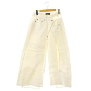 21AW カツラギ立体二重パンツ デニム ワイド ジッパーフライ コットン 1 アイボリー UC2A1505-1