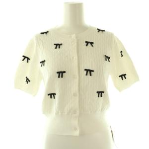 24SS ハーフスリーブリボンカーデ カーディガン ニット 半袖 コットン F 白 /NR OS SH