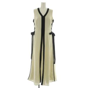 24SS サイドプリーツバイカラーワンピース ロング ノースリーブ 1 アイボリー /MY OS SH